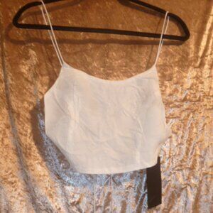 NWT LOCAL EUROPEAN white cupro backless cropped tie back tank top